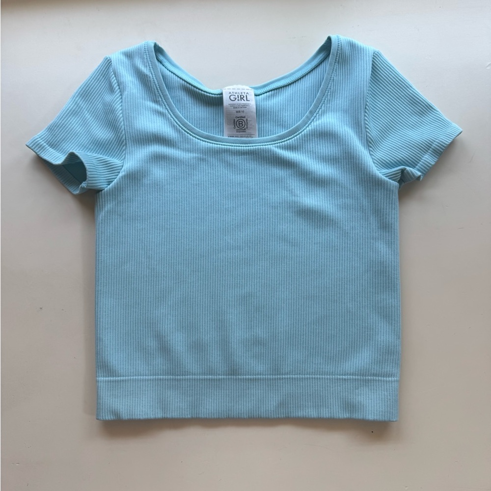 Athleta Girl Rise Above Rib Crop Tee - Aqua - Size M